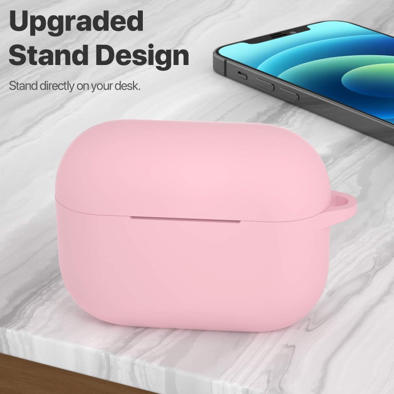 ATUAT for AirPods Pro 1st/2nd Generation Case Cover, Protective Silicone Skin Accessories with Keychain for Women Men for Apple AirPods Pro 2019/2022 Charging Case,Front LED Visible-Pink - Image 2